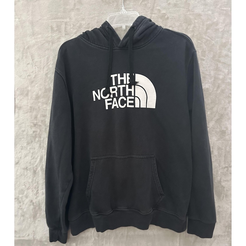 North Face Hoodie Mens Large Black Pullover Fleece Sweatshirt Logo Outdoor